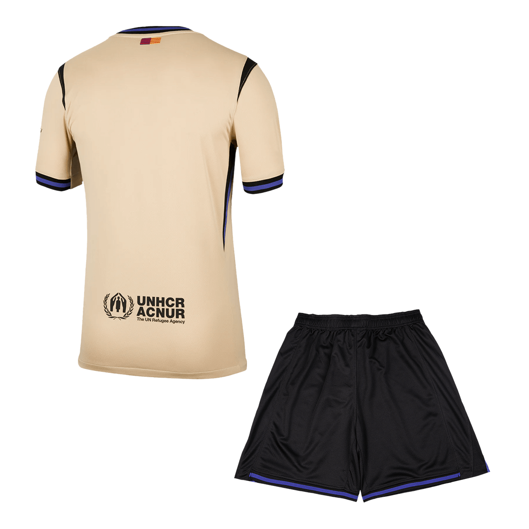 Kit de visitante del Barcelona (Kit y pantalón corto) 2025/26, amarilla y negra