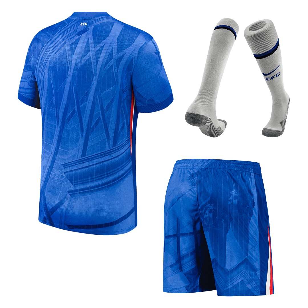 Kit de fútbol local del Chelsea (camiseta, pantalones cortos y calcetines) 2025/26, azul