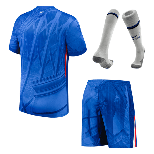Kit de fútbol local del Chelsea (camiseta, pantalones cortos y calcetines) 2025/26, azul