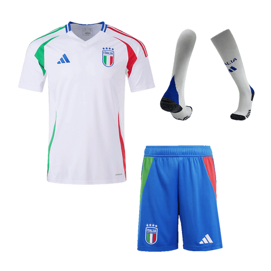 Kit de fútbol de visitante de Italia (camiseta, pantalón corto y medias) para la Eurocopa 2024