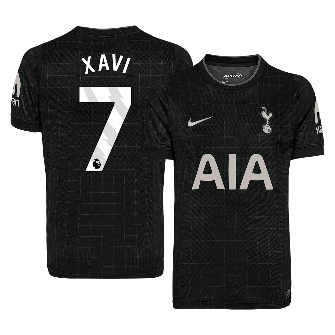 Camiseta de fútbol visitante XAVI #7 del Tottenham Hotspur 2025/26, negra