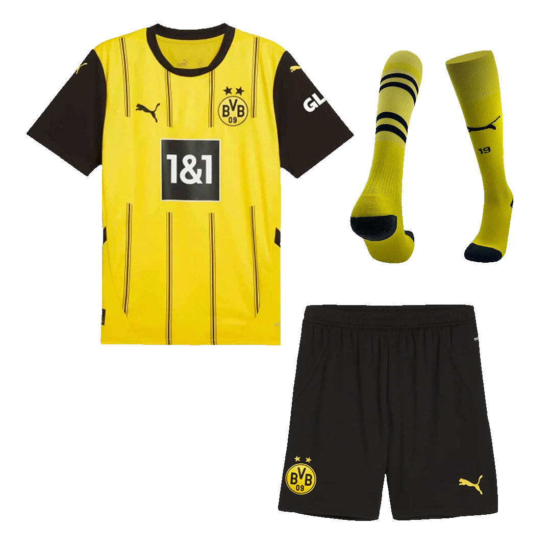 Kit de camiseta de fútbol local del Borussia Dortmund (camiseta, pantalones cortos y calcetines)