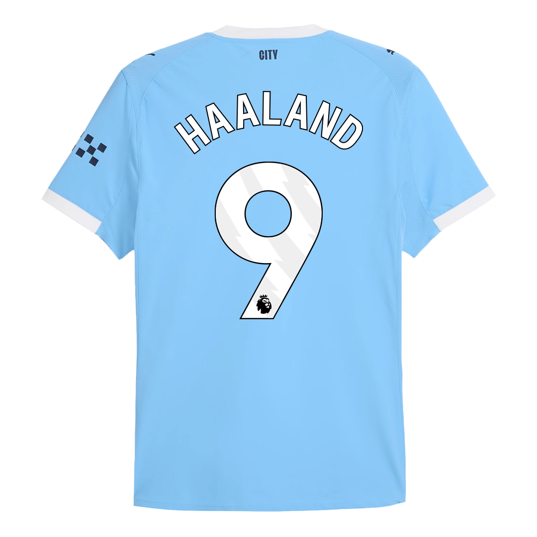 Camiseta de fútbol local auténtica HAALAND #9 del Manchester City 2025/26 azul