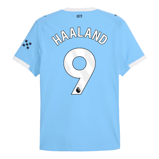 Camiseta de fútbol local auténtica HAALAND #9 del Manchester City 2025/26 azul
