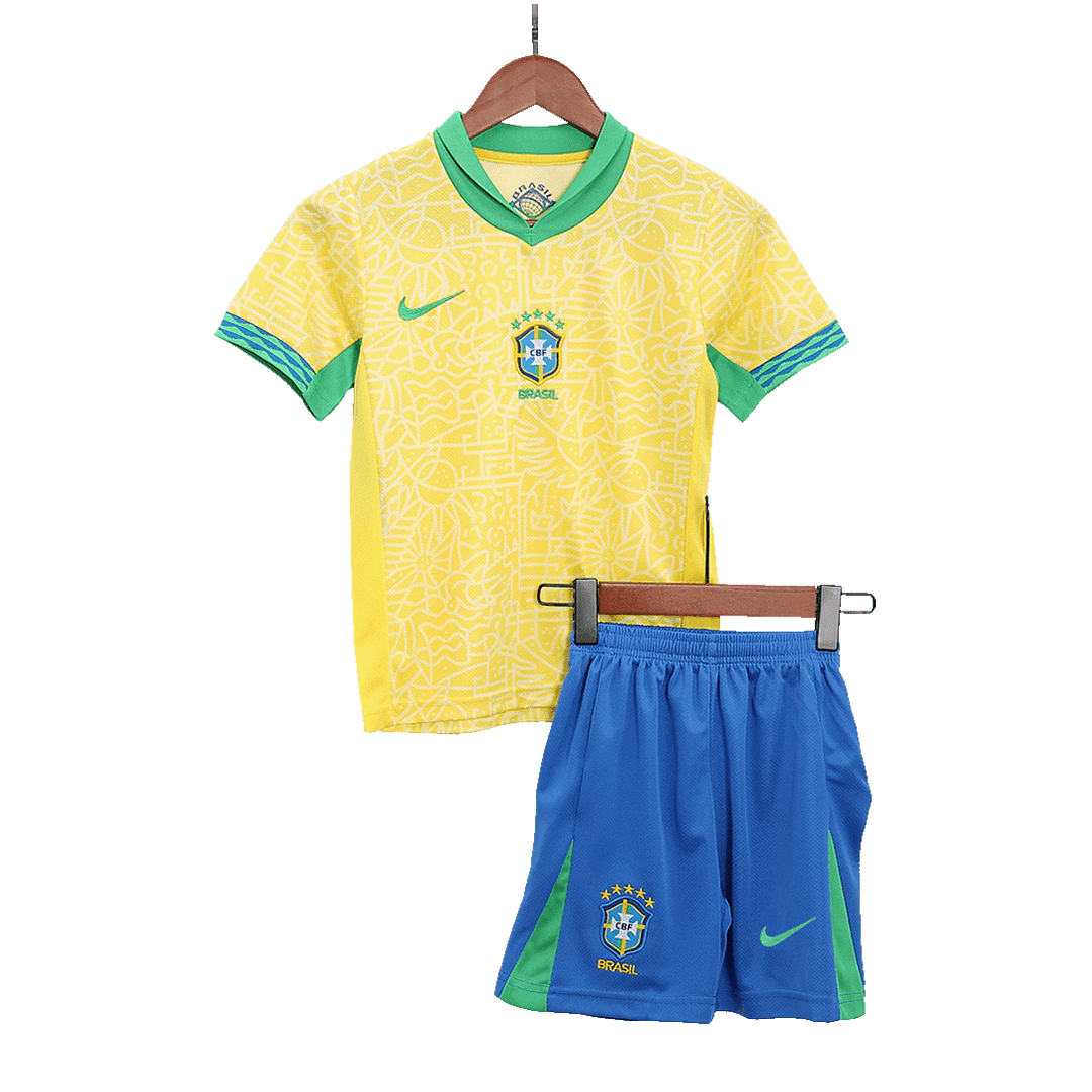 Kit de fútbol local de Brasil para niños (camiseta, pantalón corto y medias) Copa América 2024