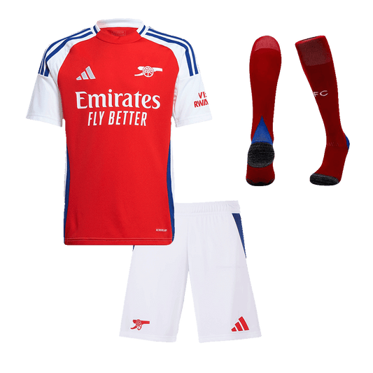 Kit de camiseta de fútbol local del Arsenal para niños (camiseta, pantalones cortos y calcetines)