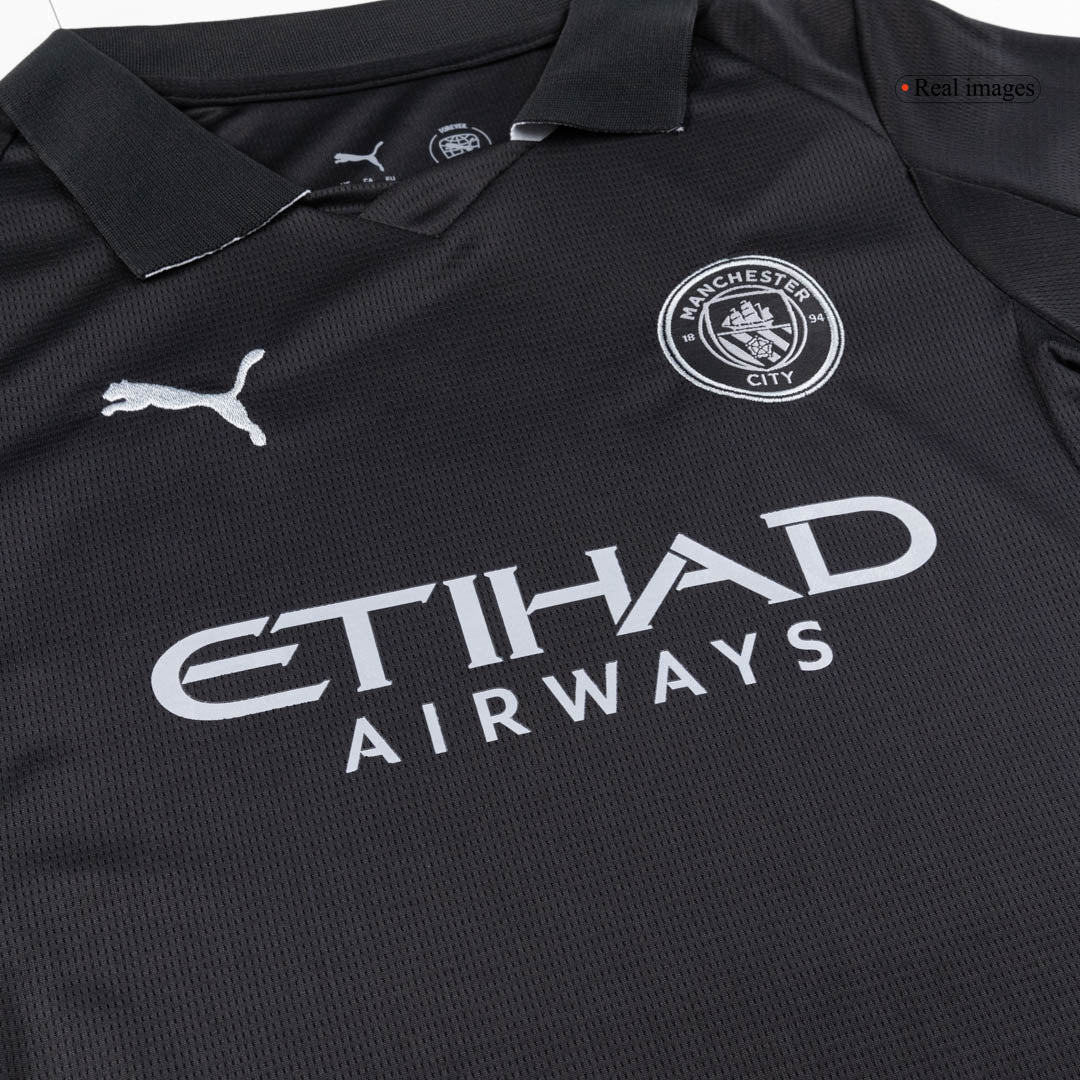 Kit de fútbol visitante del Manchester City para niño (Kit y pantalón corto) 2025/26, color negro