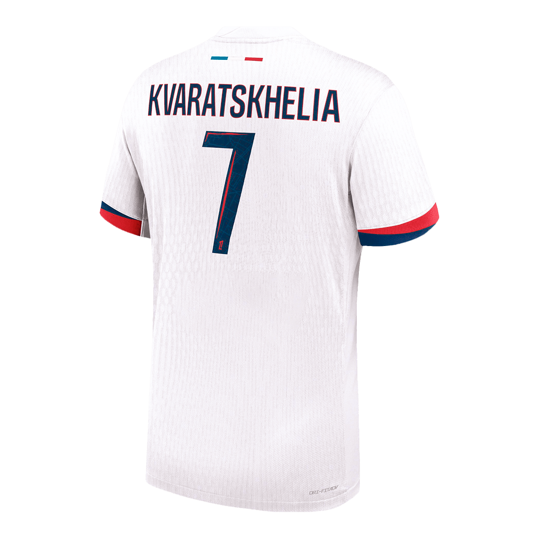 Camiseta de fútbol visitante auténtica KVARATSKHELIA #7 del PSG 2024/25, blanca