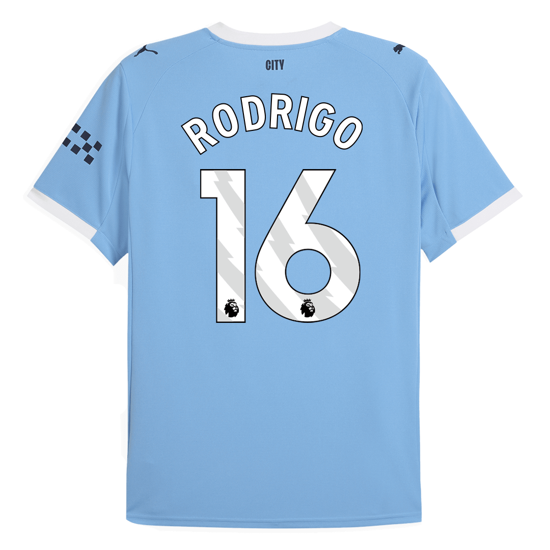 Camiseta de fútbol local RODRIGO #16 del Manchester City 2025/26 Azul