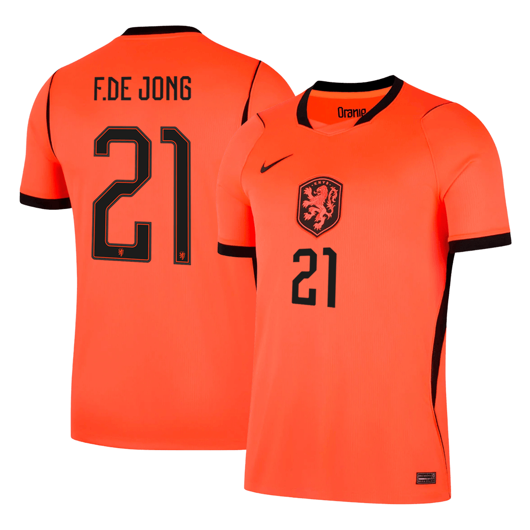F.DE JONG #21 Camiseta de local de los Países Bajos para el Mundial 2026 Naranja