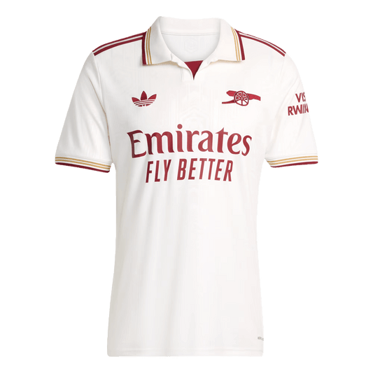 Camiseta de fútbol visitante del Arsenal 2025/26, blanca, tercera equipación
