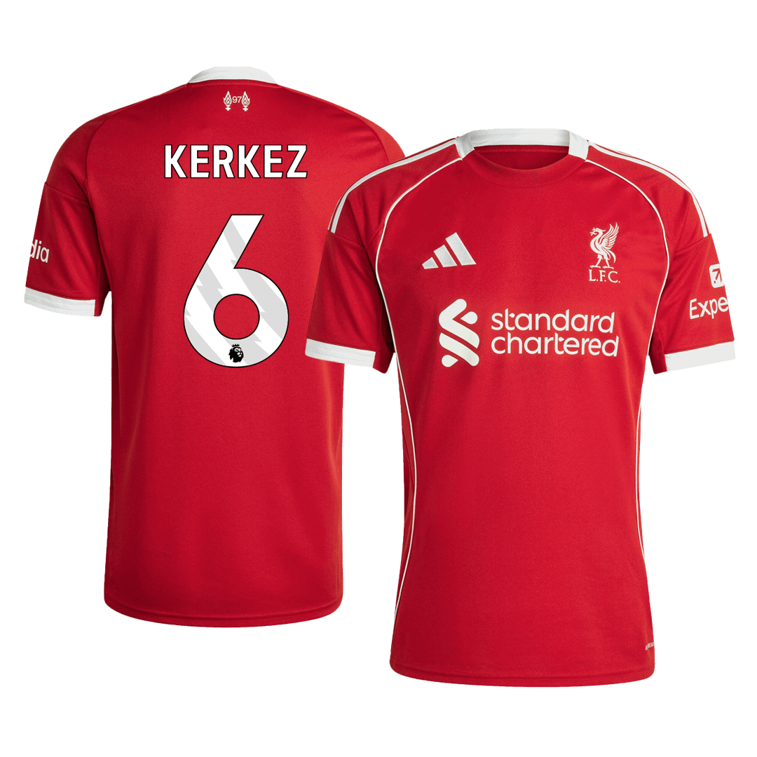 Camiseta de fútbol local del Liverpool KERKEZ #6 2025/26, roja