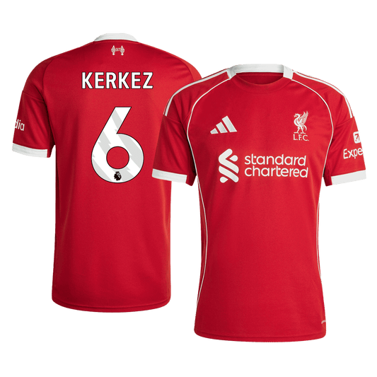 Camiseta de fútbol local del Liverpool KERKEZ #6 2025/26, roja