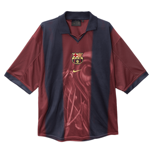 Camiseta de fútbol retro local del Barcelona 2000/01 X CJ, roja y azul
