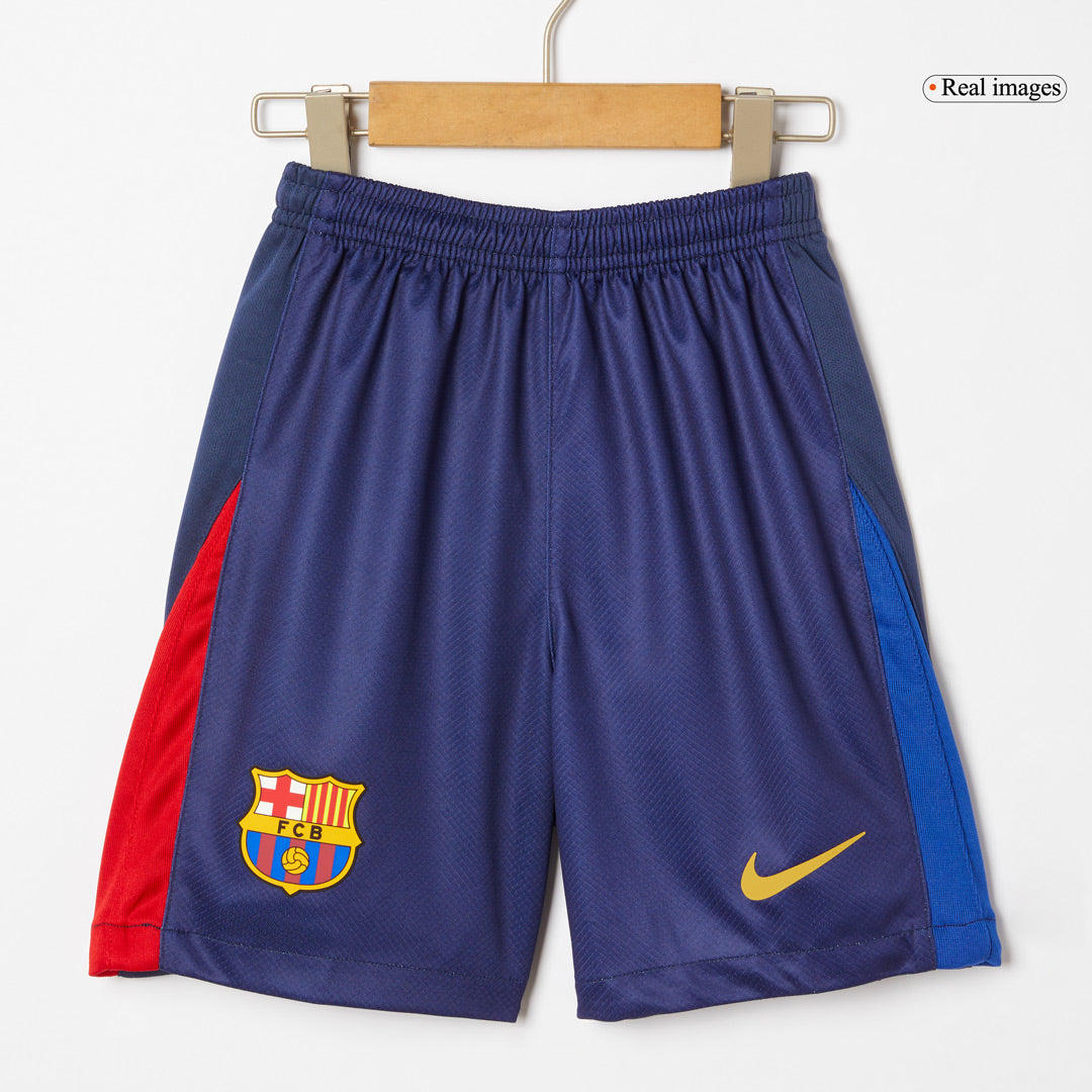 Kit de fútbol local del Barcelona x Coldplay para niños (camiseta y pantalón corto) 2024/25, rojo y azul
