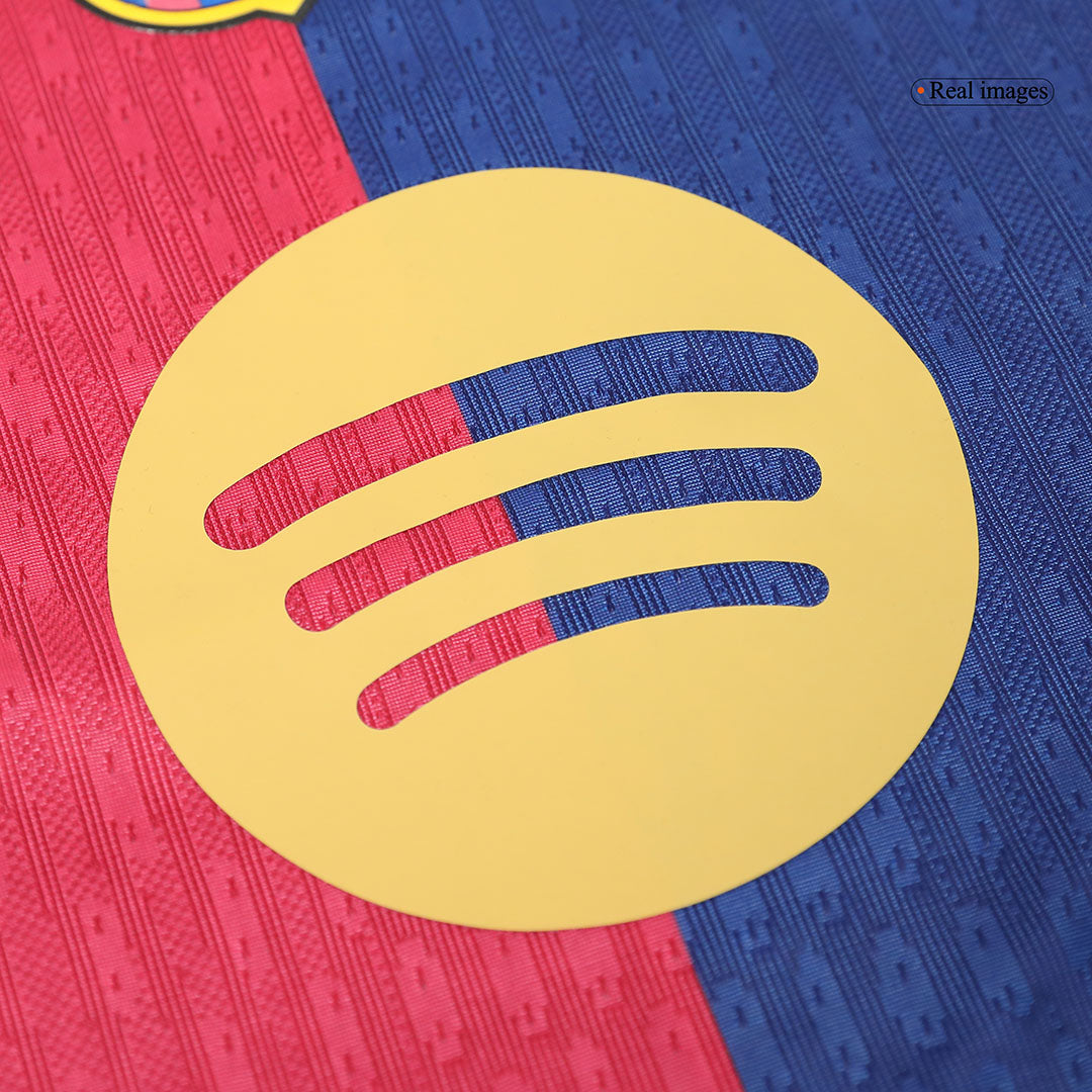 Camiseta de fútbol local auténtica del Barcelona 2024/25, RAPHINHA #11, roja y azul - UCL (logotipo de Spotify sin texto)