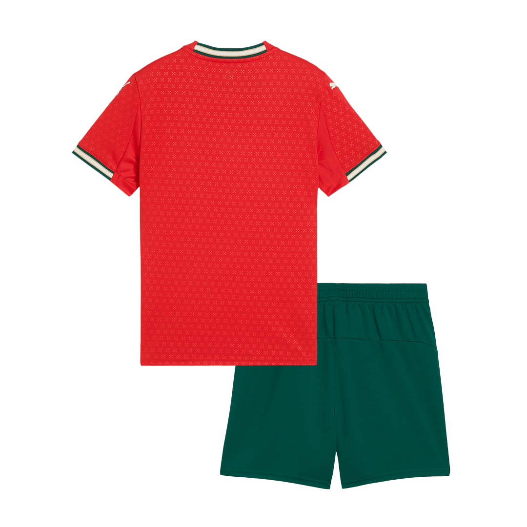 Kit de fútbol local de Portugal para niños (Kit y pantalón corto) 2025, color rojo