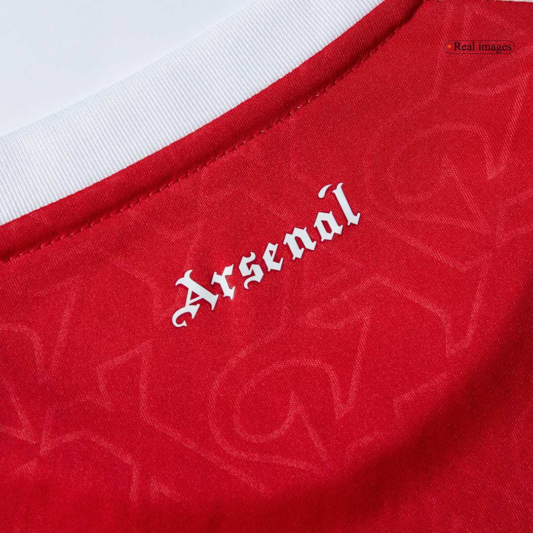 Kit de fútbol local del Arsenal para niños (camiseta, pantalones cortos y calcetines) 2025/26, color rojo