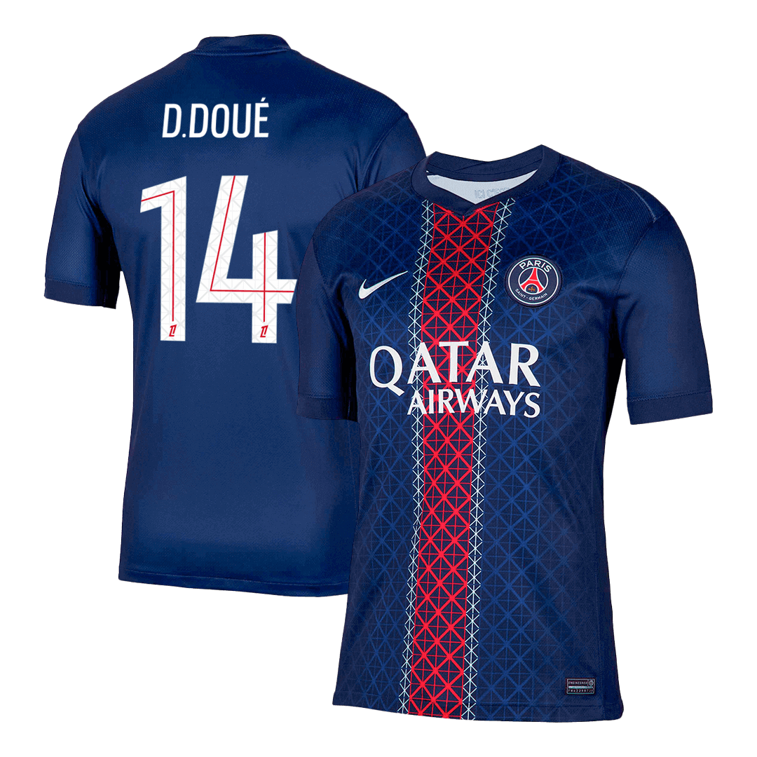 Camiseta de fútbol D.DOUÉ #14 PSG Primera equipación 2025/26 Azul marino