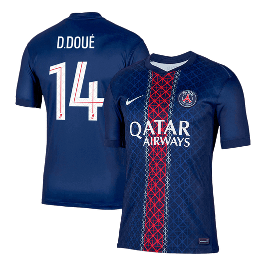 Camiseta de fútbol D.DOUÉ #14 PSG Primera equipación 2025/26 Azul marino