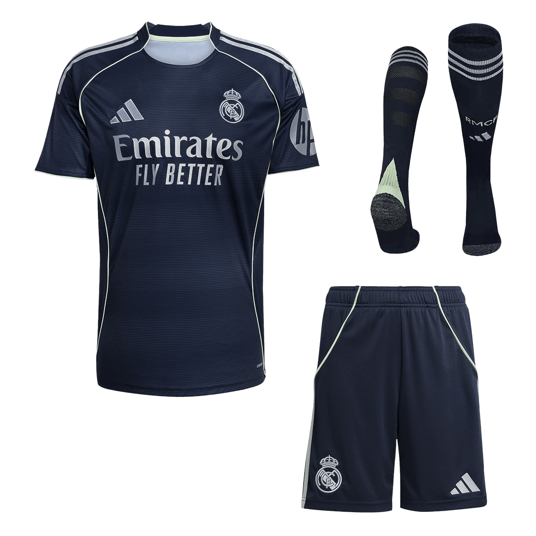 Kit de camiseta de fútbol visitante del Real Madrid 2025/26