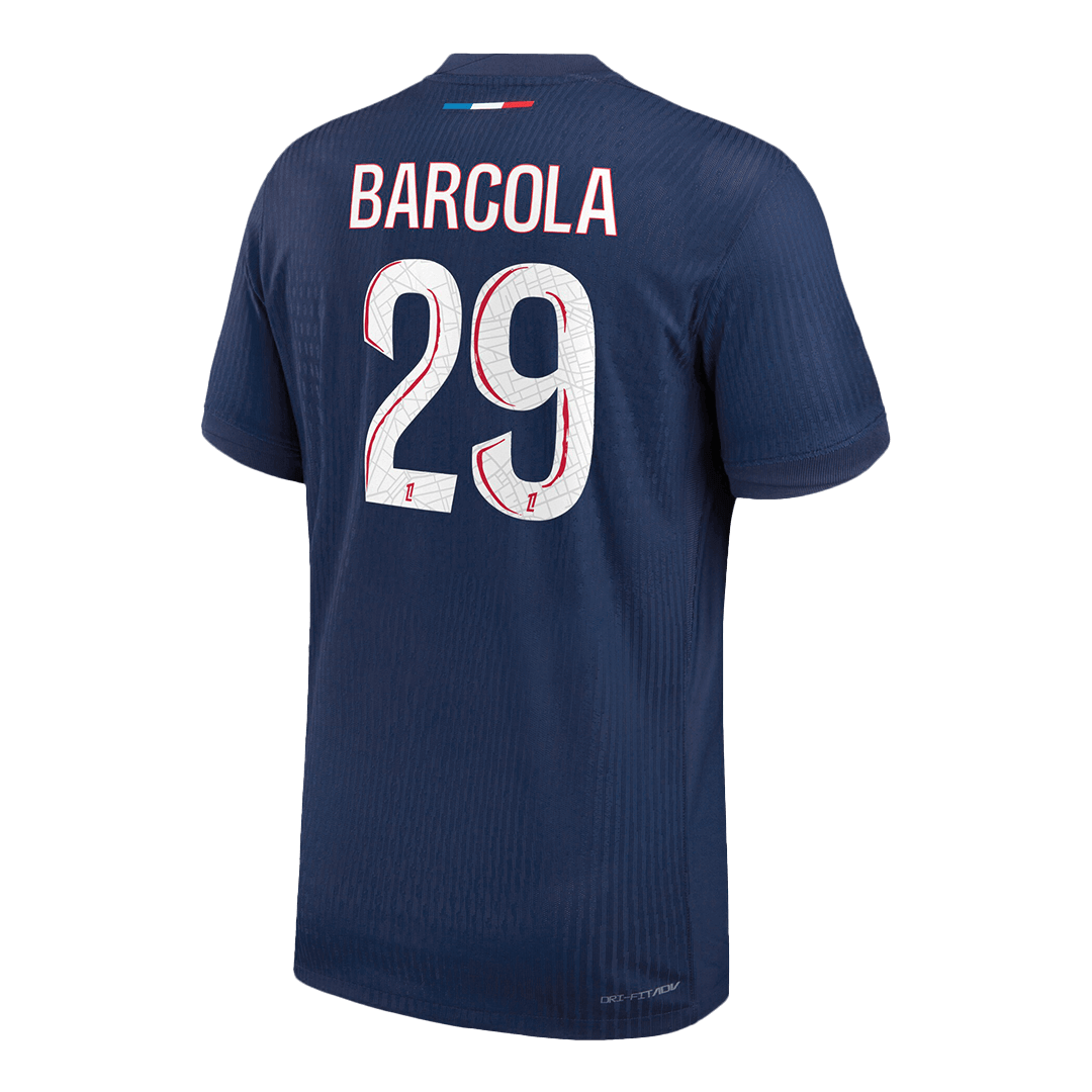 Camiseta de fútbol local auténtica BARCOLA #29 PSG 2024/25 azul marino