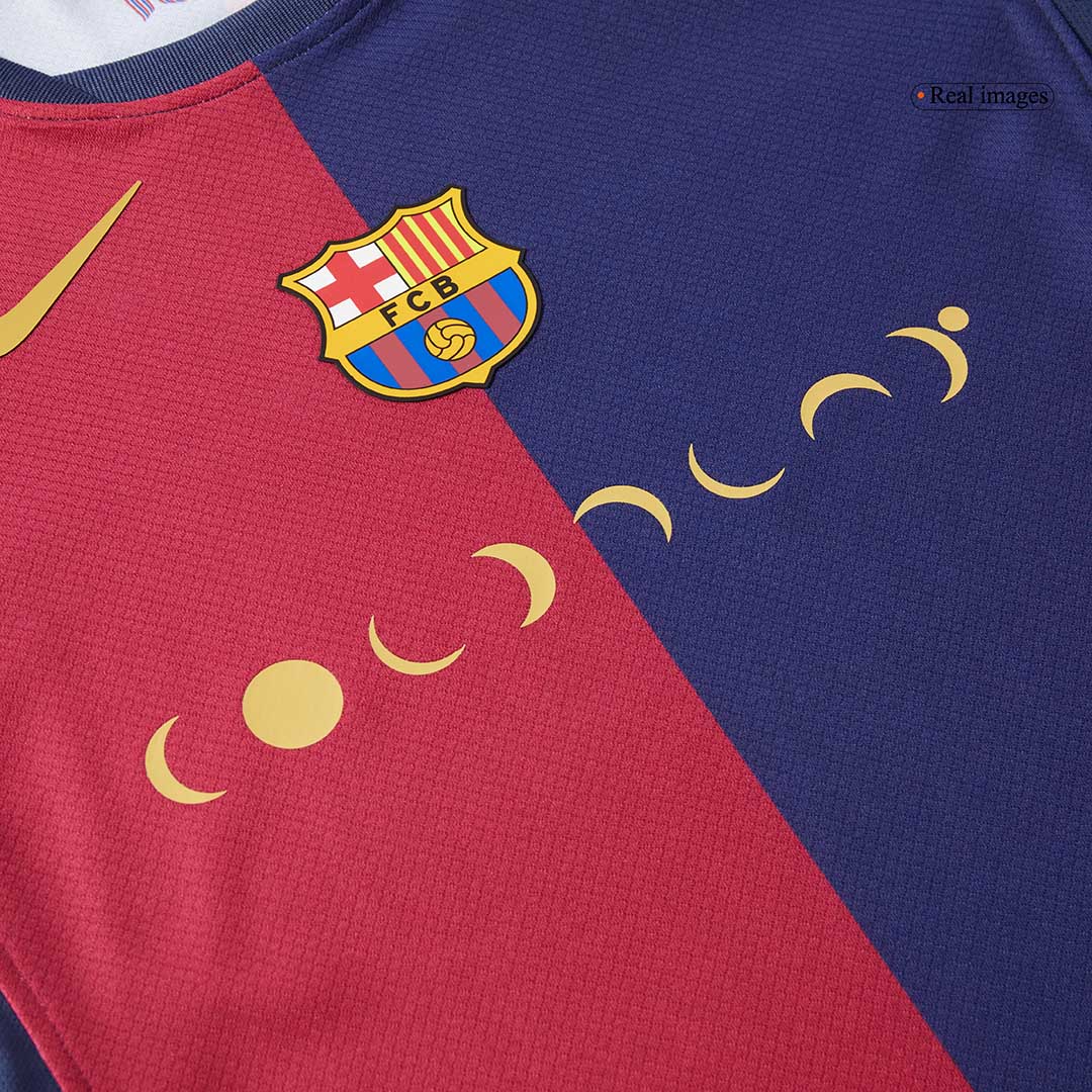 Kit de fútbol local del Barcelona x Coldplay para niños (camiseta y pantalón corto) 2024/25, rojo y azul