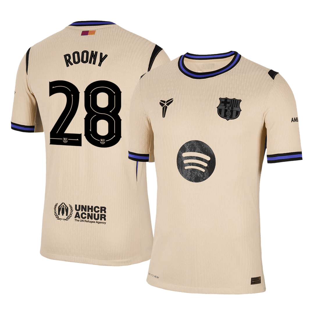 Camiseta de fútbol visitante auténtica de ROONY #28 del Barcelona 2025/26