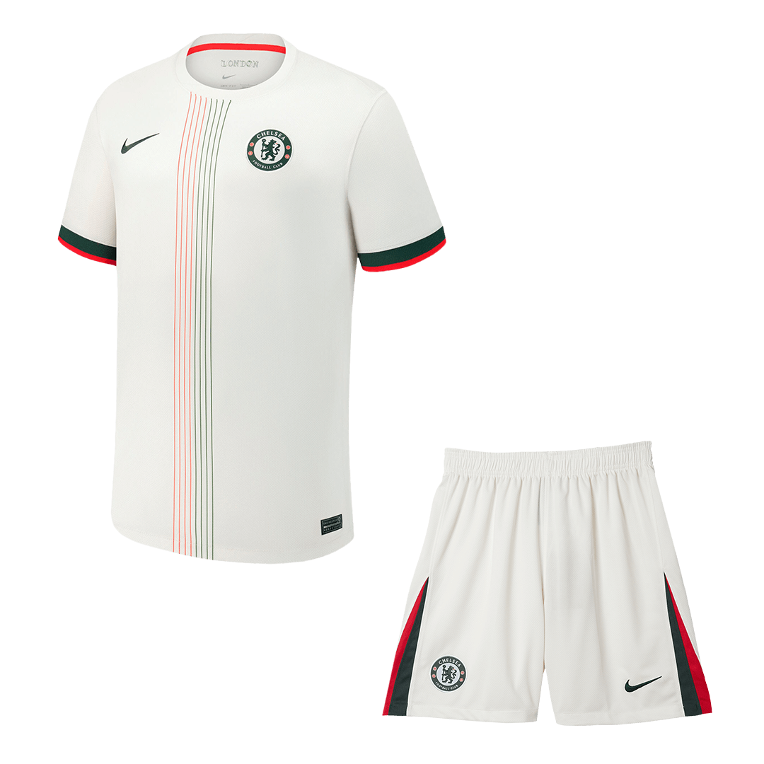 Kit de visitante del Chelsea (Kit y pantalón corto) 2025/26, color blanco