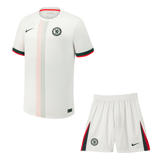 Kit de visitante del Chelsea (Kit y pantalón corto) 2025/26, color blanco