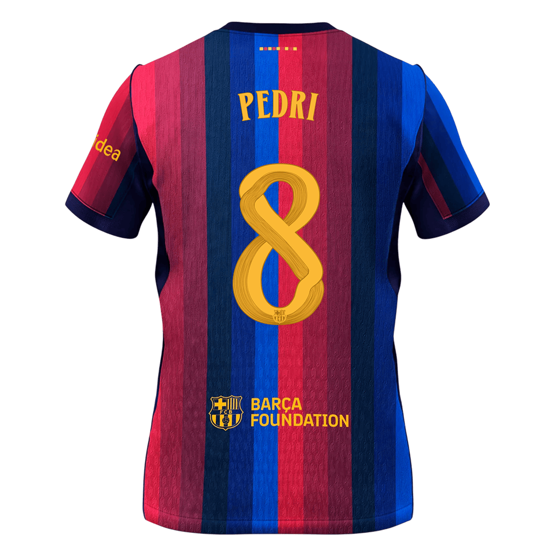 PEDRI #8 Camiseta de fútbol del Barcelona para hombre, temporada 26/27, manga corta, azul y granate - UCL