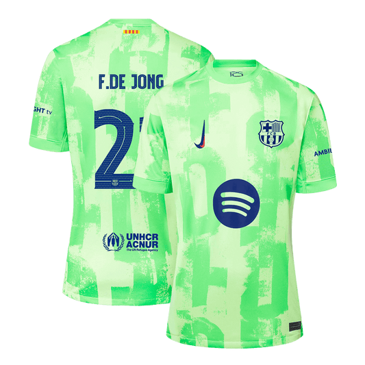 Camiseta de fútbol de visitante del Barcelona n.° 21 de F.DE JONG - UCL (logotipo de Spotify sin texto)