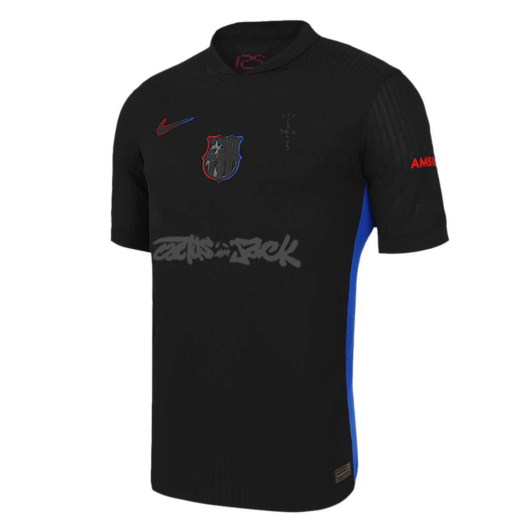 Camiseta de fútbol visitante auténtica del Barcelona x Travis Scott 2024/25, negra
