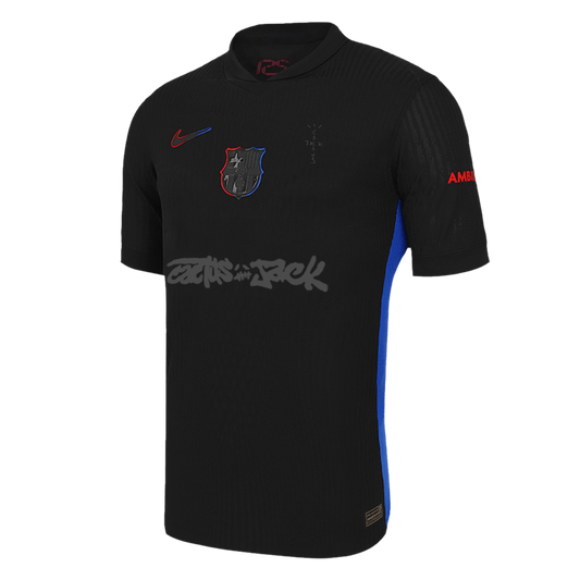 Camiseta de fútbol visitante auténtica del Barcelona x Travis Scott 2024/25, negra
