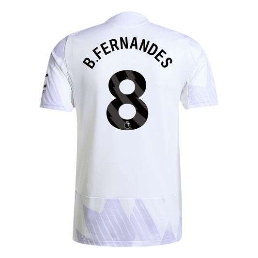 Camiseta de fútbol visitante auténtica de B.FERNANDES #8 del Manchester United 2025/26, blanca