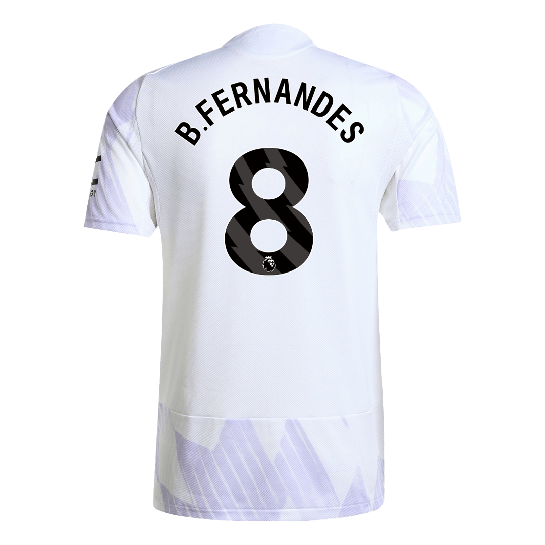 Camiseta de fútbol visitante auténtica de B.FERNANDES #8 del Manchester United 2025/26, blanca