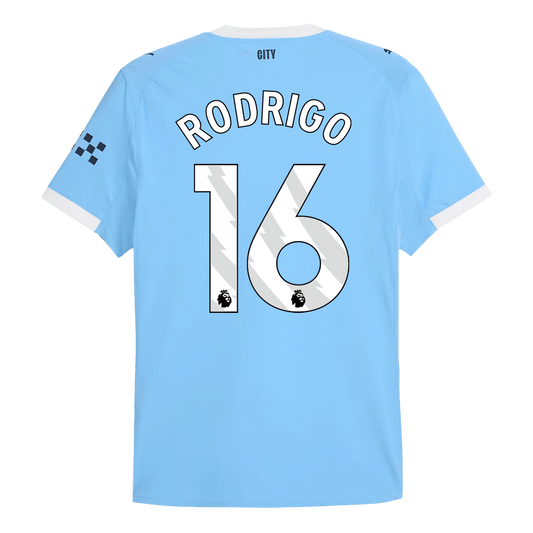 Camiseta de fútbol local auténtica RODRIGO #16 del Manchester City 2025/26 Azul