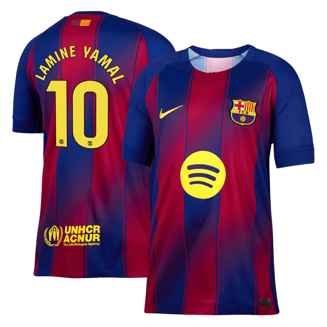 Camiseta de fútbol local del Barcelona LAMINE YAMAL #10 2025/26, roja y azul