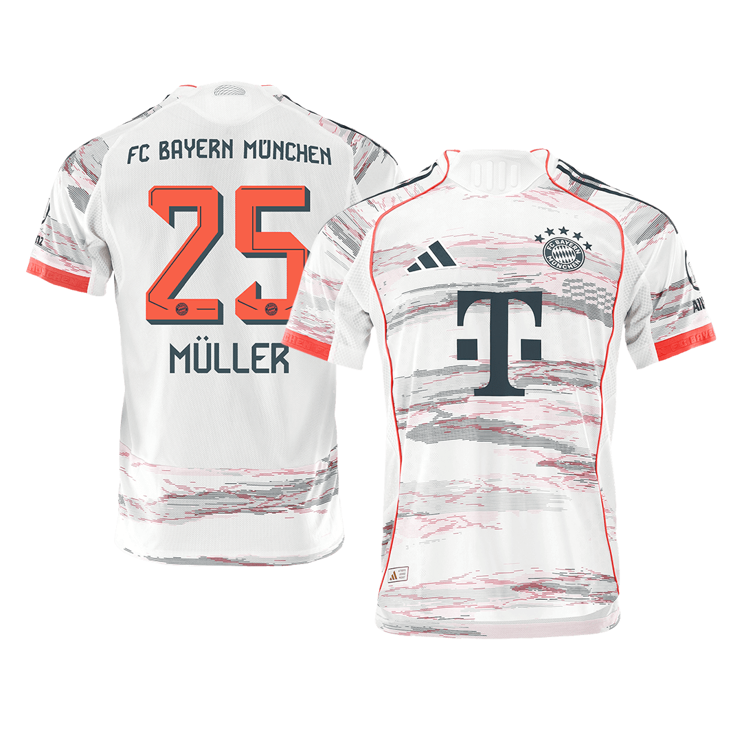 Camiseta de visitante auténtica MÜLLER #25 del Bayern Múnich 2025/26, blanca