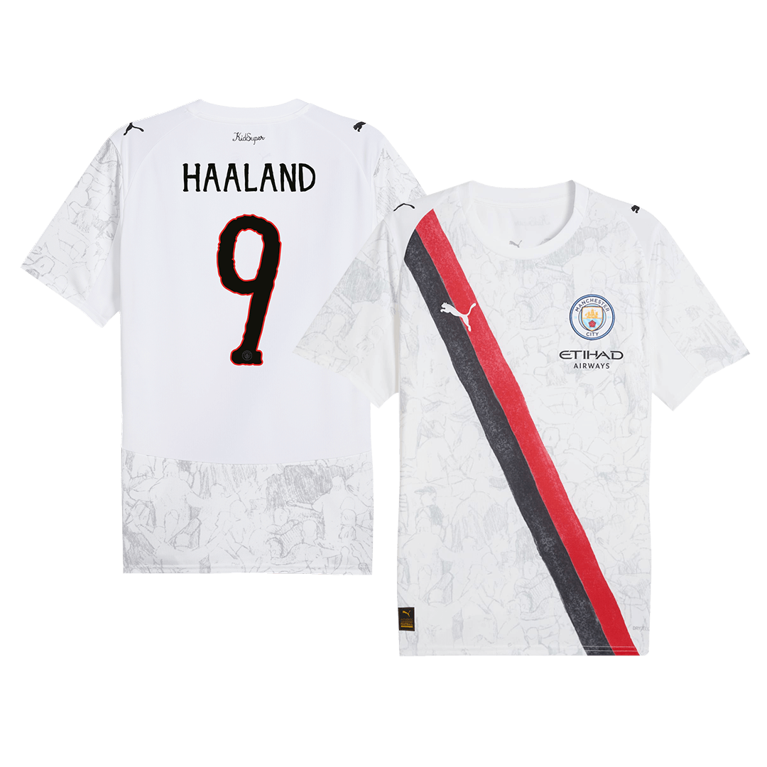 Camiseta de fútbol infantil HAALAND #9 Manchester City 2025/26, blanca - Mundial de Clubes
