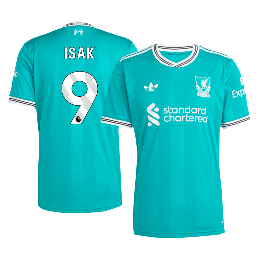 Camiseta de fútbol visitante ISAK #9 del Liverpool 2025/26