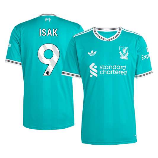 Camiseta de fútbol visitante ISAK #9 del Liverpool 2025/26