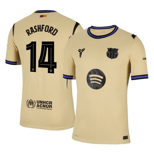 Camiseta de visitante del Barcelona 2025/26, auténtica, amarilla, de Rashford #14 - UCL