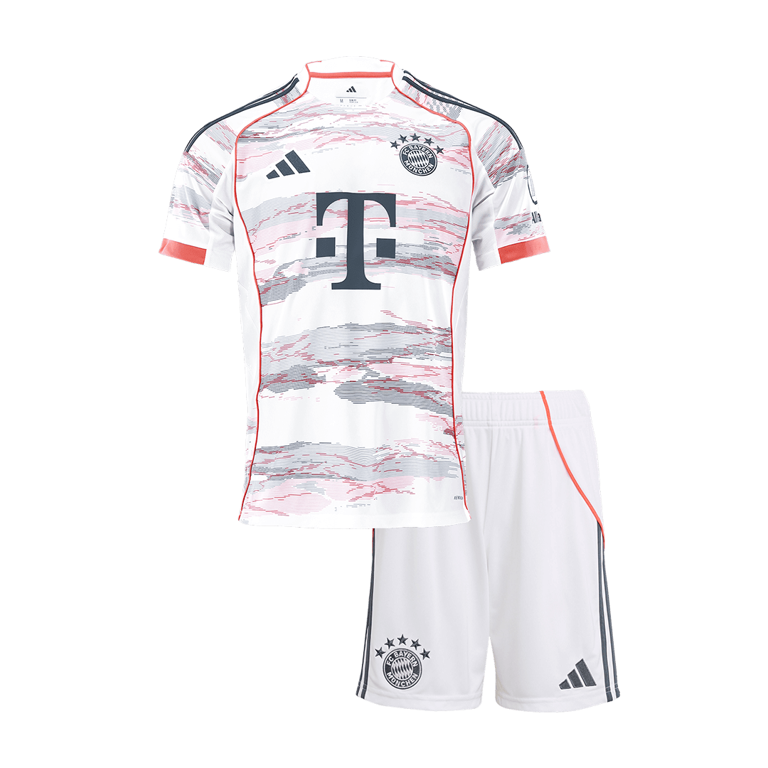 Kit de visitante del Bayern Múnich para niño (camiseta y pantalón corto) 2025/26, color blanco